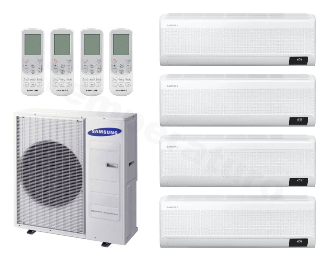 Samsung Wind-Free COMFORT 4-Raum Multisplit Klimaanlage 2x 2,5   2x 3,5 ...